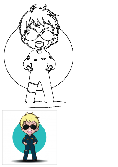 A cute chibi-style cartoon pilot with blonde hair, dark sunglasses, and a navy blue uniform, standing proudly against a teal circle.