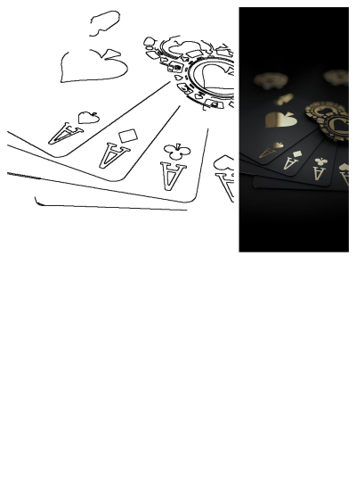 Luxury gold ace playing cards and poker chips arranged on a dark background. Features elegant black cards with shiny gold details.