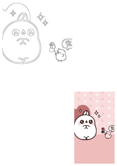 Kawaii bunny and chick characters on a charming pink background filled with hearts and sparkling stars. A sweet design expressing love.