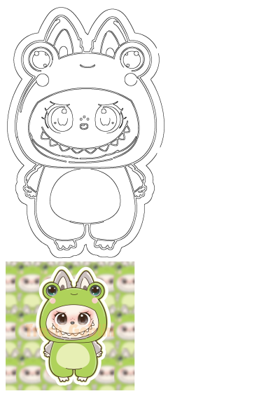 This green monster frog sticker features a cute chibi character with big, expressive eyes and a wide, toothy grin.