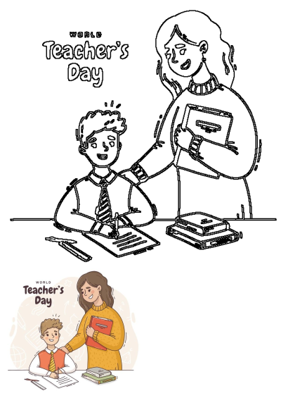 Celebrate World Teachers Day with this illustration of a teacher kindly helping a student with their homework.