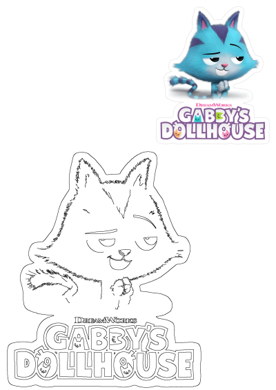 Vibrant Pandy Paws from Gabby's Dollhouse cartoon, alongside a matching outline illustration for fans to enjoy.