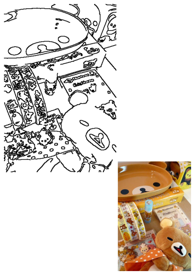 A charming collection of Rilakkuma and Korilakkuma kawaii Japanese merchandise, featuring a plate, plush, tapes, and candy shop items.