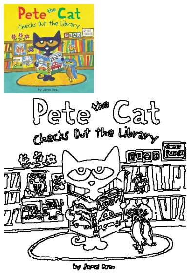 Pete the Cat Checks Out the Library book cover, featuring Pete reading in a colorful library with an owl friend.