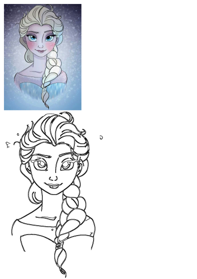 A captivating illustration of Frozen's Princess Elsa, showcasing her blonde braid, sparkling blue eyes, and rosy cheeks. Magical snowy background.