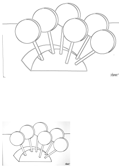 A minimalist line drawing showing several circular lollipops, presenting a classic sweet treat. Ideal for simple illustrations and candy themes.
