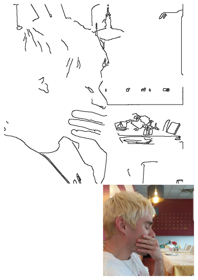 A blonde-haired man covers his mouth with his hand, showing an expression of discomfort or surprise while seated in a restaurant.