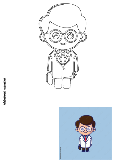 A cartoon man in a lab coat and glasses, carrying a briefcase, represents a friendly scientist or doctor character.