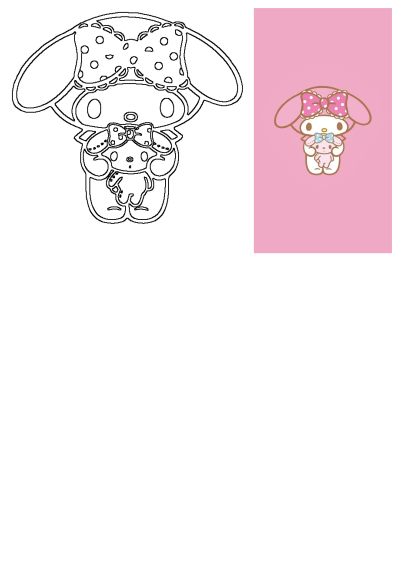 Hello Kitty themed wallpaper featuring My Melody on a vibrant pink background, adorned with a cute polka dot bow and holding a plush.