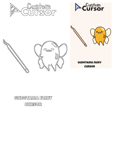 Gudetama fairy custom cursor featuring a yellow lazy egg with wings and a magic wand pointer. Includes colored and outline versions.