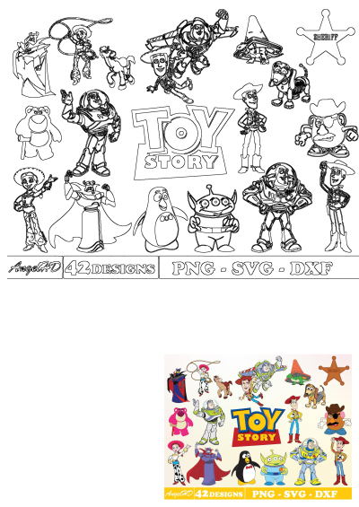 Vibrant Toy Story cartoon set featuring Woody, Buzz Lightyear, Jessie, and more, perfect for children's TV shows and designs.