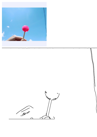 A hand holds a vibrant pink lollipop against a bright blue sky with soft white clouds, perfect for summer themes.