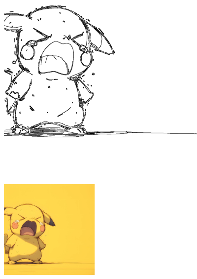 An adorable cartoon Pikachu is shown crying loudly with its mouth open, tears visible, set against a bright yellow backdrop.