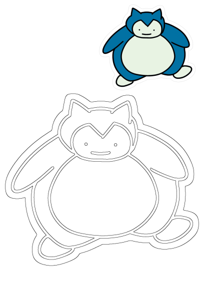 Blue Snorlax Pokemon sticker features a cute, sleepy Snorlax in blue and light green, alongside a blank Snorlax outline.