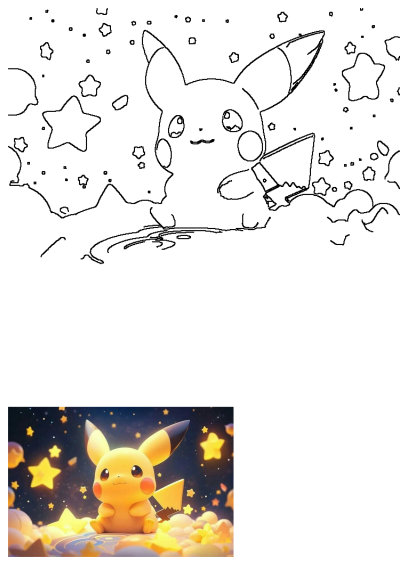 A cute Pikachu artwork featuring the beloved Pokemon sitting on a luminous star pile, surrounded by many glowing stars.